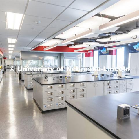 Newly renovated organic chemistry labs in Hamilton Hall. First day of classes for fall semester. August 23, 2021. Photo by Craig Chandler / University Communication.