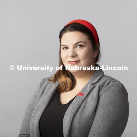 Studio portrait of Veronica Tabor, Nebraska Now Coordinator, Office of Admissions. September 9, 2021. Photo by Craig Chandler / University Communication.