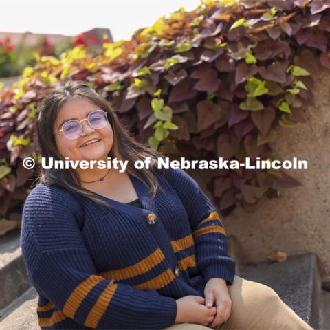 Dulce Isabel Garcia is a double major in advertising, public relations and journalism from Wood River. She is also president of Define American, and an honors student (she’s an honors peer mentor and also helped start the Combs Honor Scholars). She is working to create more equitable spaces for marginalized communities on campus. September 10, 2021. Photo by Craig Chandler / University Communication.