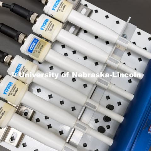 Humidity sensors await their tests at a new sensor calibration lab developed by the Nebraska State Climatology Office at the University of Nebraska-Lincoln School of Natural Resources. October 7, 2021. Photo by Craig Chandler / University Communication