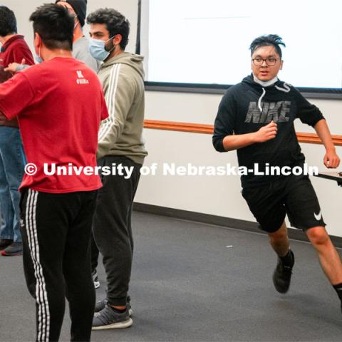 Henry Tran plays Meo Bat Chuot (cat and mouse) as the Vietnamese Student Association (Recognized Student Organization) plays their own version of Squid Games during their meeting. October 21, 2021. Photo by Jonah Tran / University Communication.
