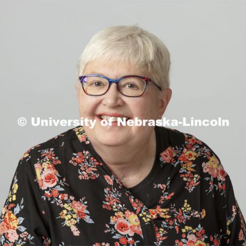 Studio portrait of Rose Johnson, Administrative Tech, Glenn Korf School of Music, Hixson-Lied College of Fine and Performing Arts. October 28, 2021. Photo by Craig Chandler / University Communication.