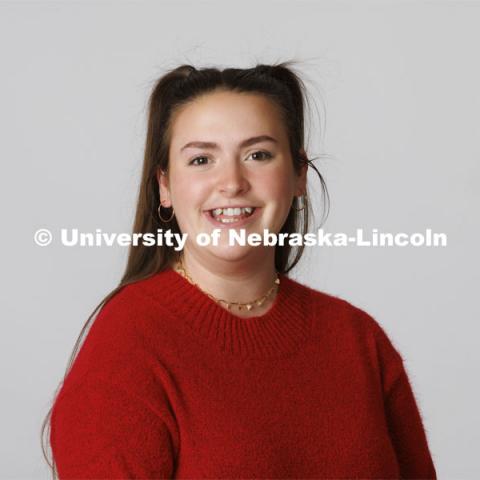 Studio portrait of Emily Austin, ASEM New Student Enrollment Orientation Leaders. December 10, 2021. Photo by Craig Chandler / University Communication.