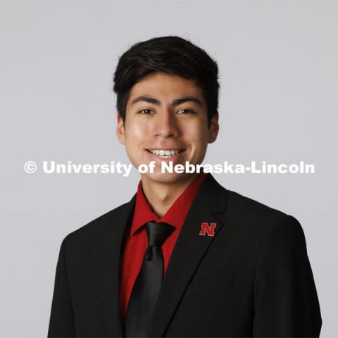 Studio portrait of Carlos Ortega, ASEM New Student Enrollment Orientation Leaders. December 10, 2021. Photo by Craig Chandler / University Communication.