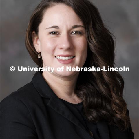 Studio portrait of Jaclyn Klintoe, University of Nebraska lawyer. January 19, 2022. Photo by Craig Chandler / University Communication.