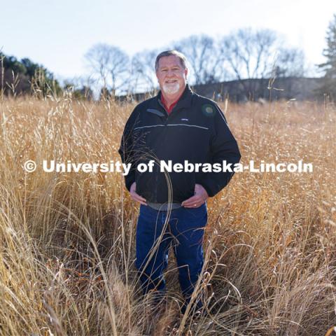 A new study led by Darren Redfearn, Professor Agronomy and Horticulture and forage systems specialist, is leading a study of how a targeted restoration of perennial grasses amid cropland could accomplish a variety of benefits, ranging from reduction in water and fertilizer use to expansion of wildlife habitat to encouragement of new bioenergy industry. January 21, 2022. Photo by Craig Chandler / University Communication.