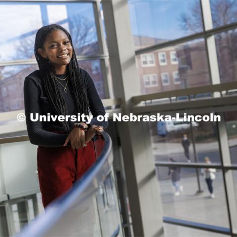 Marissa Cruise, junior in economics, is featured for Black History Month. January 25, 2022. Photo by Craig Chandler / University Communication.