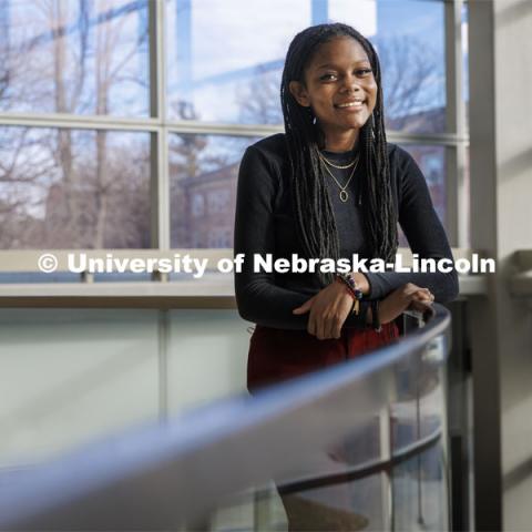 Marissa Cruise, junior in economics, is featured for Black History Month. January 25, 2022. Photo by Craig Chandler / University Communication.