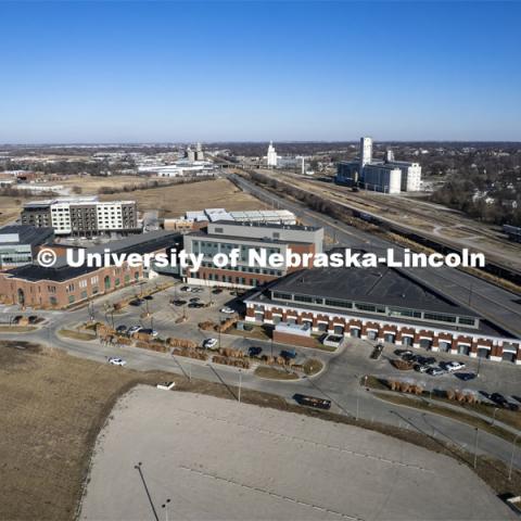 The Scarlet Hotel is nearly finished and is expected to open in the spring. January 28, 2022. Photo by Craig Chandler / University Communication.