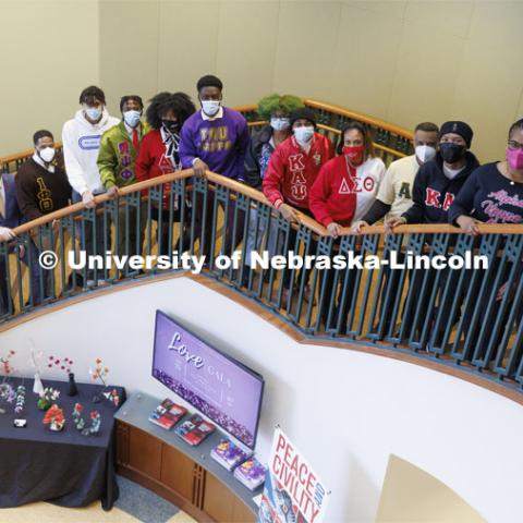 #wearyourletters event which featuring faculty/staff/students coming together and wearing representation for their different fraternities and sororities. February 16, 2022. Photo by Craig Chandler / University Communication.