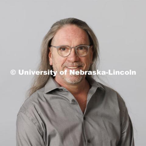 Studio portrait of Vincent Learned, Piano Accompanist, Glenn Korff School of Music, Hixson-Lied College of Fine and Performing Arts. March 2, 2022. Photo by Craig Chandler / University Communication.