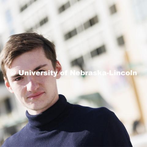 Michael Ivashchenko is a Ukrainian graduate student in computer science at UNL.  March 7, 2022. Photo by Craig Chandler / University Communication. 