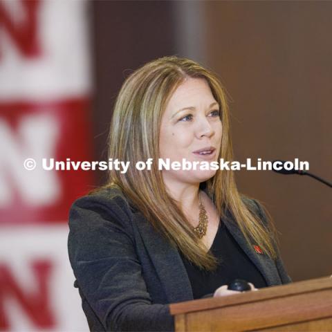 Becky Zavala, Assistant Vice Chancellor for Research and Economic Development, talks to the group. Chancellor’s group discussing N2025. March 10, 2022. Photo by Craig Chandler / University Communication.