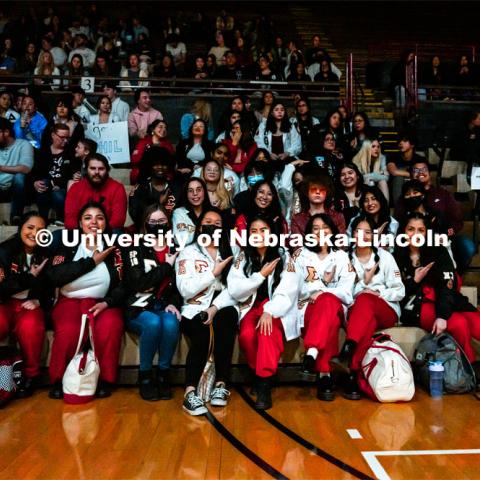 Sigma Psi Zeta Sorority. Multicultural Greeks and NPHC Greeks in a competition against each other with a mixture of dancing/stepping/strolling moves. Stroll Off competition in the Coliseum. April 2, 2022. Photo by Jonah Tran/ University Communication.