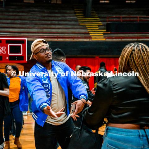 Phi Beta Sigma. Multicultural Greeks and NPHC Greeks in a competition against each other with a mixture of dancing/stepping/strolling moves.  Stroll Off competition in the Coliseum. April 2, 2022. Photo by Jonah Tran/ University Communication.