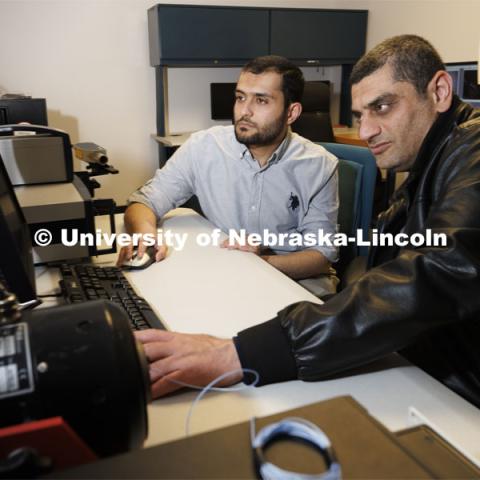 Work in Fadi Alsaleem’s lab in PKI. College of Engineering photo shoot at Peter Kiewit Institute in Omaha. April 5, 2022. Photo by Craig Chandler / University Communication.