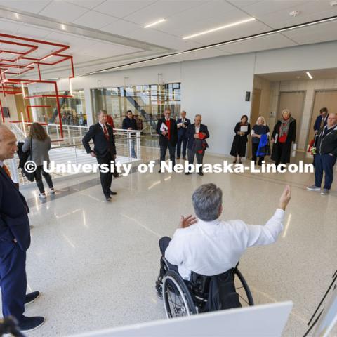 Engineering Dean Lance Perez talks about the newly built Engineering Research Center during the Board of Regents tour. Board of Regents tour of UNL. College of Engineering. April 7, 2022. Photo by Craig Chandler / University Communication.