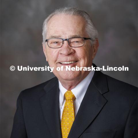 Studio portrait, Terry Fairfield, Nebraska Builder Award winner and will be honored at the May undergrad commencement. Fairfield served as vice president of University of Nebraska Foundation from 1977 to 1980 and president and CEO from 1987 to 2008, retiring as its longest-serving leader. April 7, 2022. Photo by Craig Chandler / University Communication.