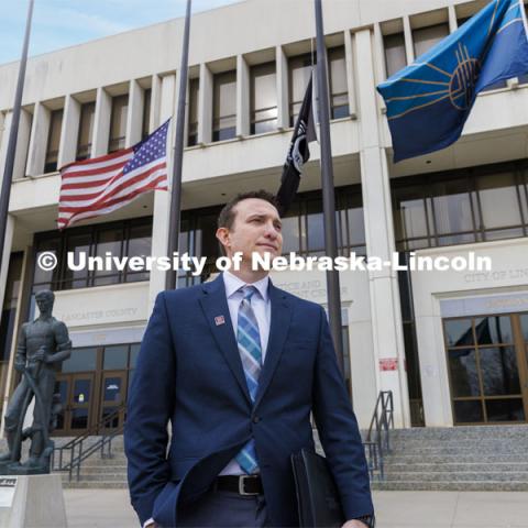 Ryan Sullivan, Associate Professor of Law, works with his students and clients in the Lancaster County Courthouse as part of the tenant assistant project. April 13, 2022. Photo by Craig Chandler / University Communication.