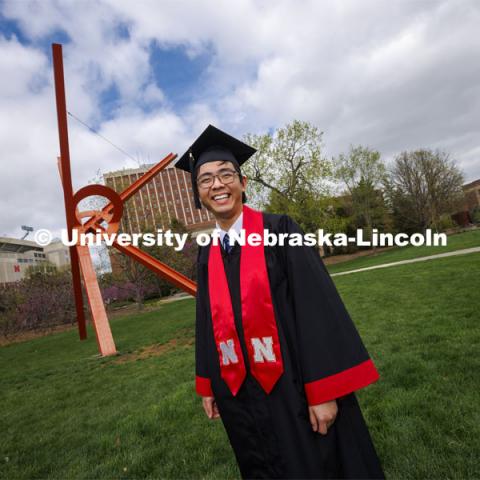 Jun Yi Goh, a double-major in history and global studies from Malaysia, will soon join his mother and two uncles as University of Nebraska–Lincoln alumni. Goh will attend UNL to get his master’s in history. May 6, 2022. Photo by Craig Chandler / University Communication.
