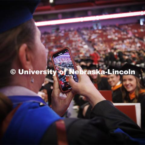 Graduate commencement in Pinnacle Bank Arena. May 13, 2022. Photo by Craig Chandler / University Communication.