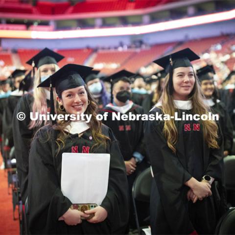 Graduate commencement in Pinnacle Bank Arena. May 13, 2022. Photo by Craig Chandler / University Communication.