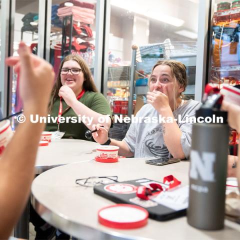 Attendees enjoy ice cream at the Nebraska College Preparatory Academy’s Science Camp inside Abel Hall. NCPA, a program for academically talented, first-generation, income eligible students to help prepare them for college and their future careers. June 9, 2022. Photo by Jordan Opp for University Communication.