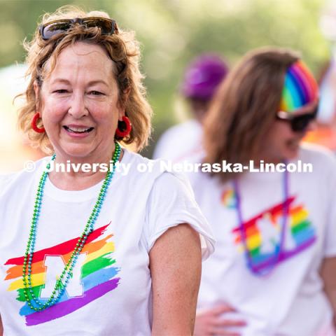 University of Nebraska representatives walk around the Capitol during the Star City Pride parade. June 18, 2022. Photo by Jordan Opp for University Communication.