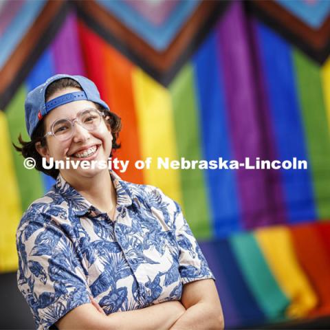 Mack Gonzalez, senior in English, works in the LGBTQA+ center and is a PRIDE month feature story. June 24, 2022. Photo by Craig Chandler / University Communication.