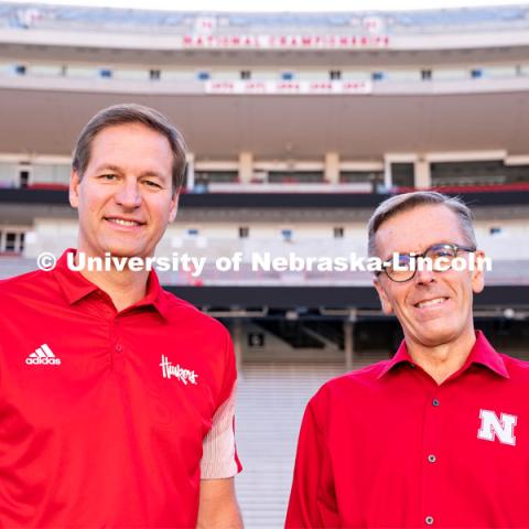 Trev Alberts, Vice Chancellor, Director of Athletics, and UNL Chancellor Ronnie Green in Memorial Stadium. August 27, 2022. Photo by Jordan Opp for University Communication
