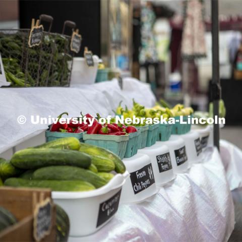 Farmers Market in the Haymarket, Lincoln, Nebraska. August 6, 2022. Photo by Blaney Dreifurst for University Communication.