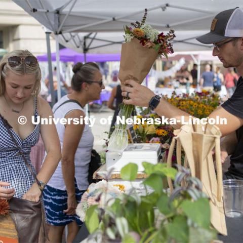 Farmers Market in the Haymarket, Lincoln, Nebraska. August 6, 2022. Photo by Blaney Dreifurst for University Communication.