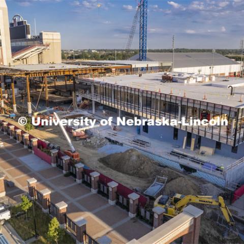 Athletics Go B1G complex construction on city campus. August 10, 2022. Photo by Craig Chandler / University Communication.