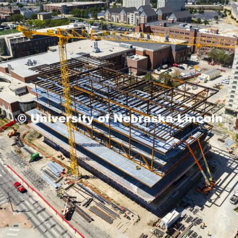 Kiewitt Hall construction on city campus. August 10, 2022. Photo by Craig Chandler / University Communication.