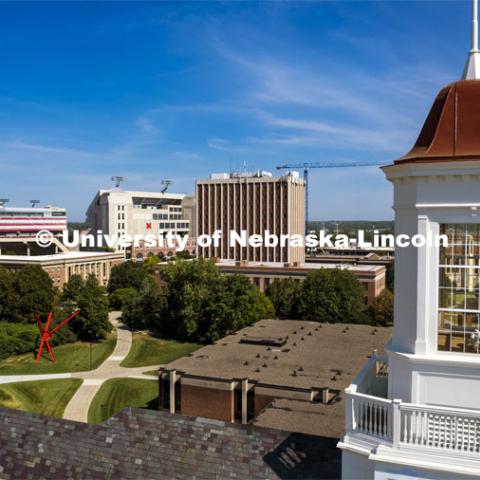 The newly restored Love Library Cupola. August 12, 2022. Photo by Craig Chandler / University Communication.