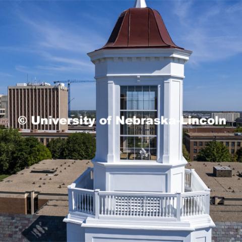 The newly restored Love Library Cupola. August 12, 2022. Photo by Craig Chandler / University Communication.