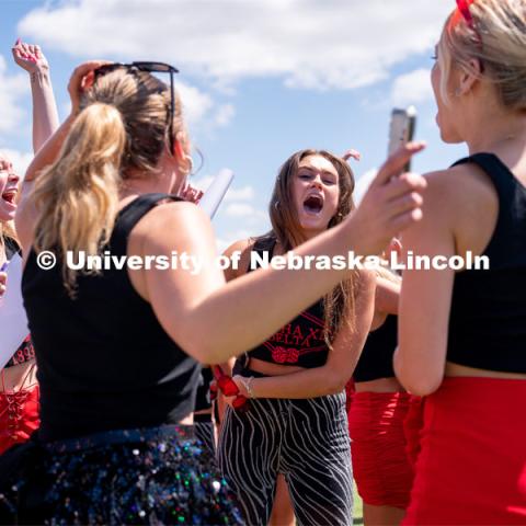 Sororities congregate to the Vine Street fields to participate in Sorority Rush Bid Day. Sorority bid day recruitment. August 20, 2022. Photo by Jordan Opp for University Communication
