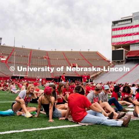 Nebraska vs Northwestern football watch party in Memorial Stadium. August 27, 2022. Photo by Jordan Opp for University Communication.