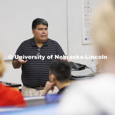 James Garza teaches his HIST 206 course. History classes for department and NU Foundation. August 30, 2022. Photo by Craig Chandler / University Communication.