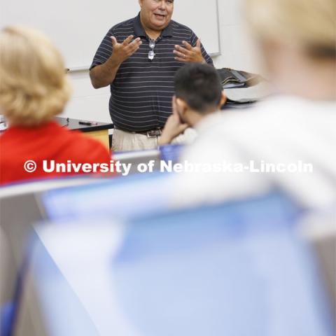 James Garza teaches his HIST 206 course. History classes for department and NU Foundation. August 30, 2022. Photo by Craig Chandler / University Communication.