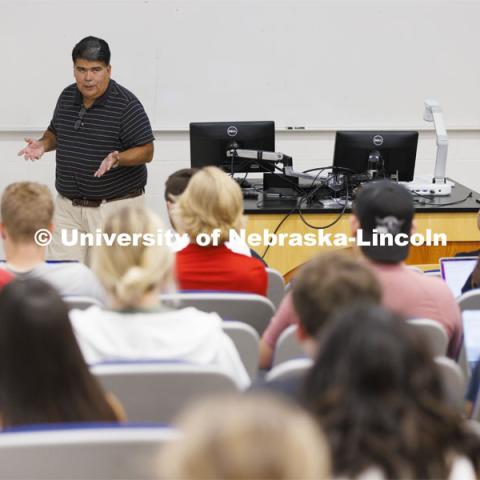 James Garza teaches his HIST 206 course. History classes for department and NU Foundation. August 30, 2022. Photo by Craig Chandler / University Communication.