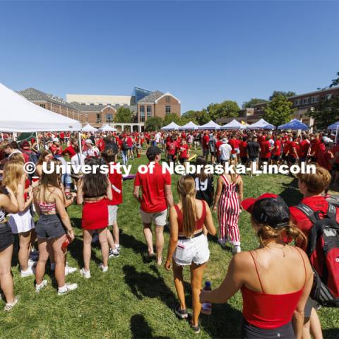 Student Tailgate and Unity Walk in the Union green space before the game. NU vs. North Dakota. September 3, 2022. Photo by Craig Chandler / University Communication. 