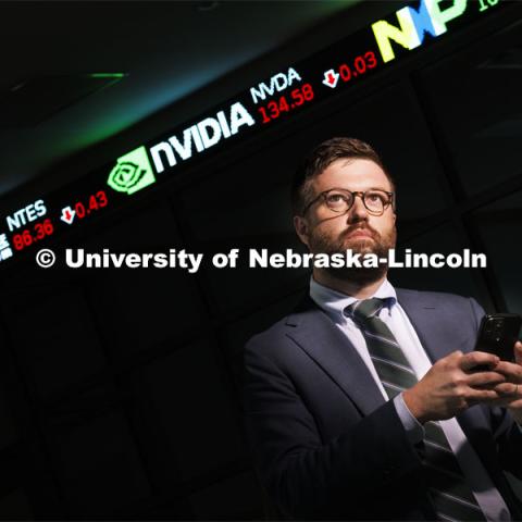 James Tierney, Assistant Professor, College of Law, researches mobile apps and stock trading. September 7, 2022.  Photo by Craig Chandler / University Communication. 