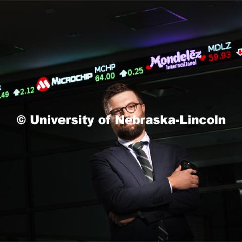 James Tierney, Assistant Professor, College of Law, researches mobile apps and stock trading. September 7, 2022.  Photo by Craig Chandler / University Communication. 