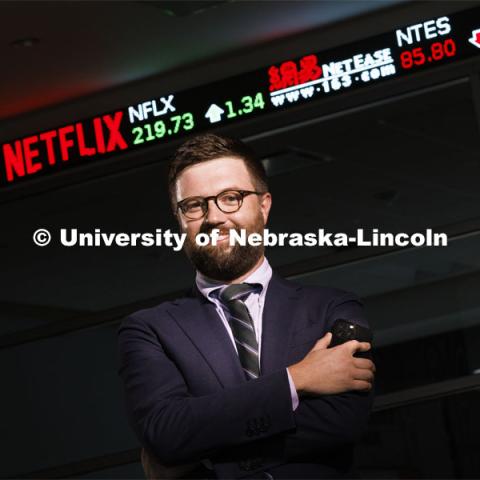 James Tierney, Assistant Professor, College of Law, researches mobile apps and stock trading. September 7, 2022.  Photo by Craig Chandler / University Communication. 