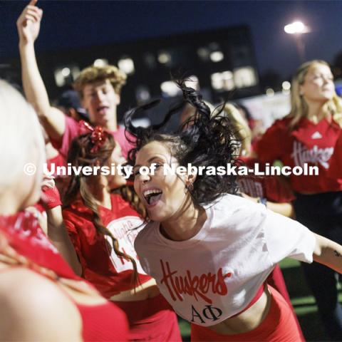 Showtime at the Vine Street Fields. Recognized Student Organizations, Greeks and Residence Halls battle against each other with performances for Homecoming competition points and ultimate bragging rights. Homecoming 2022. September 26, 2022. Photo by Craig Chandler / University Communication.