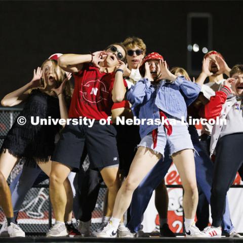 Triad 10 (Alpha Omicron Pi, Beta Sigma Psi, Beta Theta Pi and Chi Phi) Showtime at the Vine Street Fields. Recognized Student Organizations, Greeks and Residence Halls battle against each other with performances for Homecoming competition points and ultimate bragging rights. Homecoming 2022. September 26, 2022. Photo by Craig Chandler / University Communication.