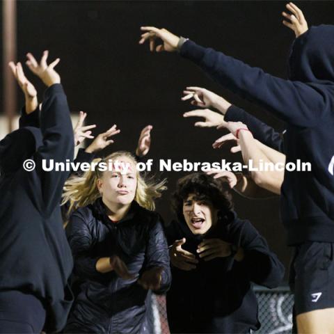 Traid 8 (Acacia, Kappa Kappa Gamma, Phi Kappa Psi and Sigma Alpha) Showtime at the Vine Street Fields. Recognized Student Organizations, Greeks and Residence Halls battle against each other with performances for Homecoming competition points and ultimate bragging rights. Homecoming 2022. September 26, 2022. Photo by Craig Chandler / University Communication.