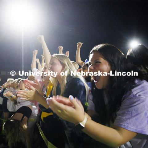 Showtime at the Vine Street Fields. Recognized Student Organizations, Greeks and Residence Halls battle against each other with performances for Homecoming competition points and ultimate bragging rights. Homecoming 2022. September 26, 2022. Photo by Craig Chandler / University Communication.