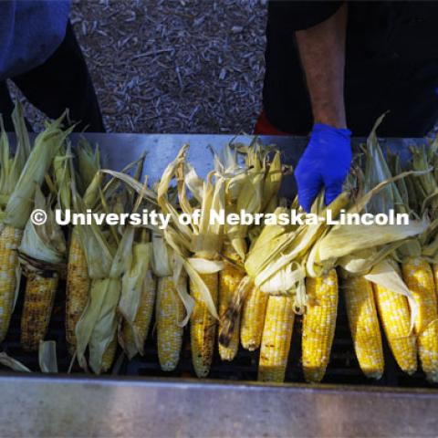 Thousands of ears of corn were roasted for Cornstalk. Homecoming Parade and Cornstalk. September 30, 2022. Photo by Craig Chandler / University Communication.